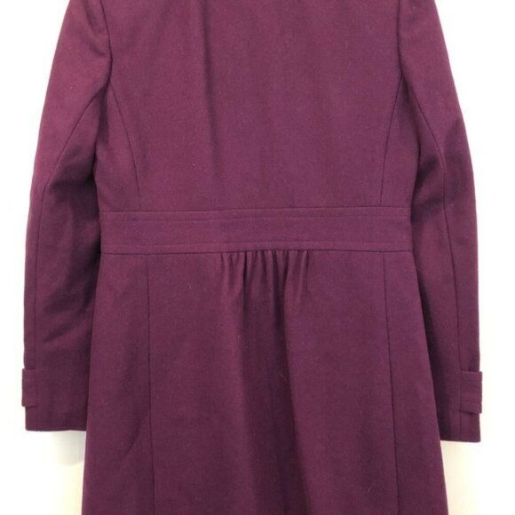 J.Crew Factory Size 6 Skirted Dress Coat Peacoat Wool Purple Mid Length Tailored - Picture 7 of 8
